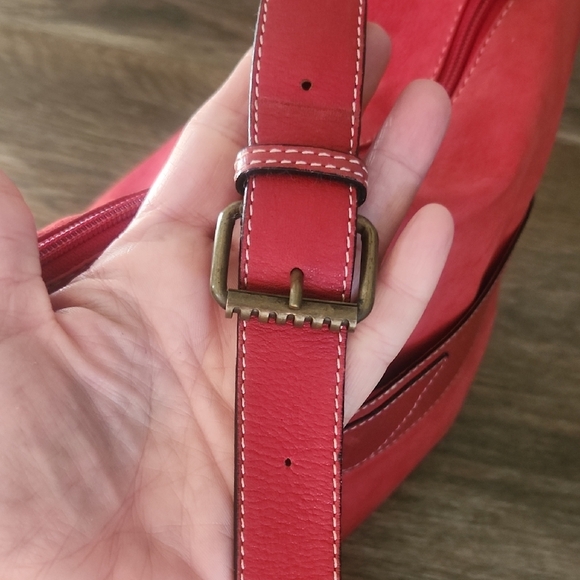 Safari Columbian Bags Vintage Red Lamb Skin Leather Purse With Adjustable Strap - Picture 6 of 13